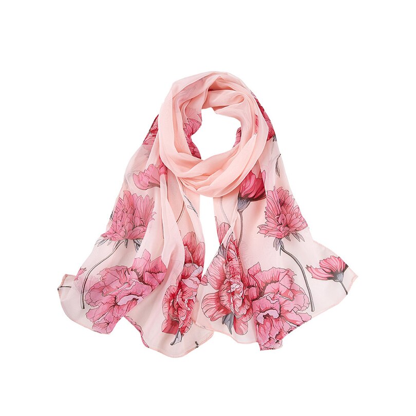 Bufanda de gasa de mujer estampado de mariposa en chal floral chal de mujer largo suave pañuelo Bufanda Foulard sjaal bufandas hijab A40: Rosa