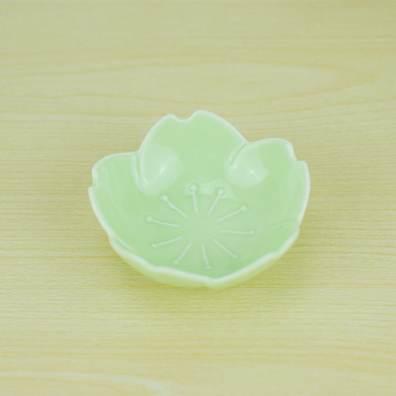 Japanske sakura keramiske fade tallerken kirsebærblomster benporcelæn tallerken fast glasur snack eddike sauce tallerken køkken porcelæn: Grøn