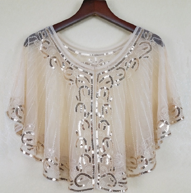 Capa Mariage de lentejuelas para mujer, chal de encaje nupcial, apliques de malla, Bolero para chaqueta de boda, accesorios de boda, Tippet