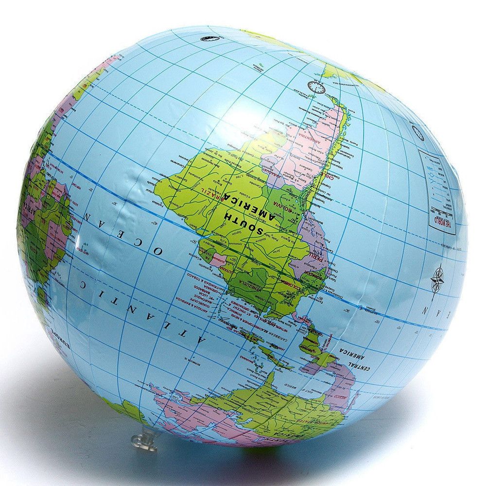 1 pc 40CM Inflatable World Globe Balloon Children Teach Education Geography Toy Map Balloon Beach Ball (Color: Multicolor)