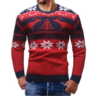 Mannelijke Dunne Mode Trui Voor Heren Vest Slim Fit Truien Truien Warme Herfst Kerst Herten Trui Casual Kleding: Red / M
