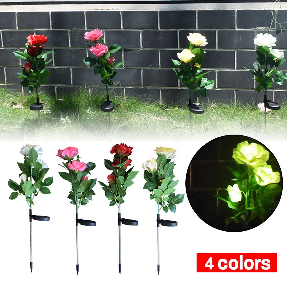 Solenergi roser blomster lys havelandskab lampe udendørs gård led lys smukke romantiske afslappet fest haveindretning 3