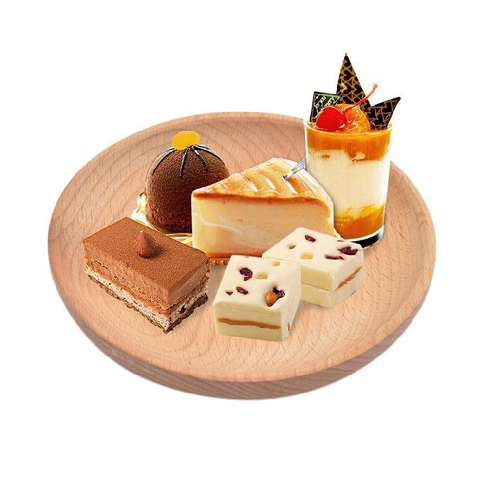 1pc bøgetræ rund middagstallerken western mad rund dessert serveringsbakke snack frugt tør frugt organiseringsholder boligindretning