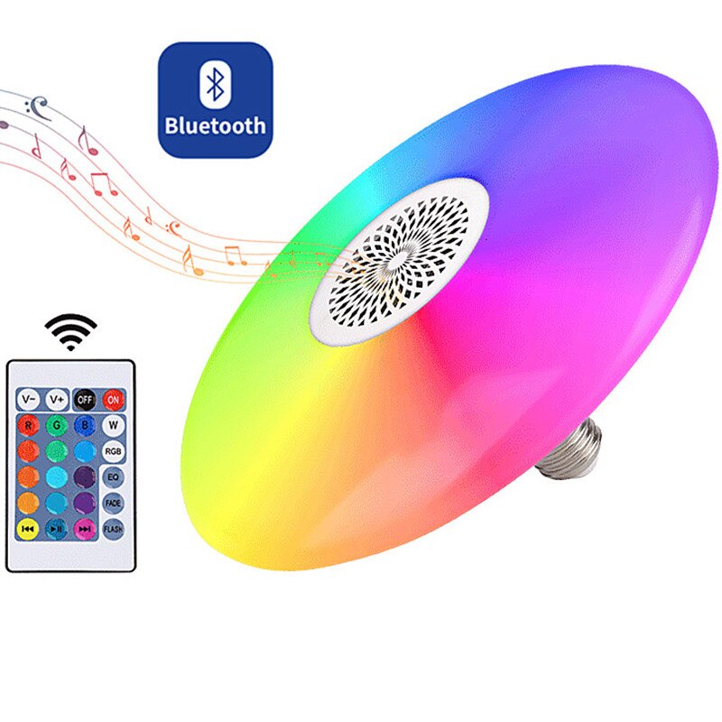 Bluetooth Speaker Lamp Muziek Lamp Ampul Led Lamp E27 110V 220V 18W Rgb Nachtlampje Met Afstandsbediening controle Voor Bar Thuis Spotlight