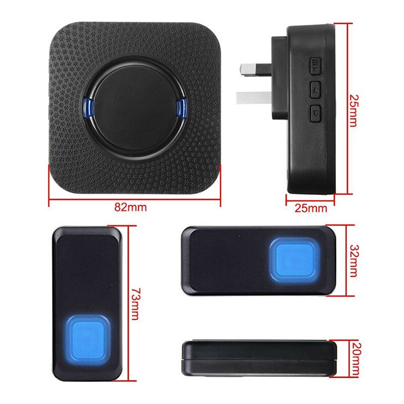 Waterproof Door Bell LED Wireless Doorbell Outdoor Door Bell Home Security Doorbells: Default Title
