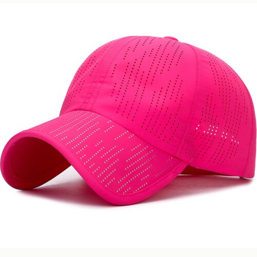 Ht2486 baseballkeps sommarkepsar för män dam solhattar som andas solid vanlig justerbar truckerkeps män kvinnor ihålig sportkeps: Ros rosa