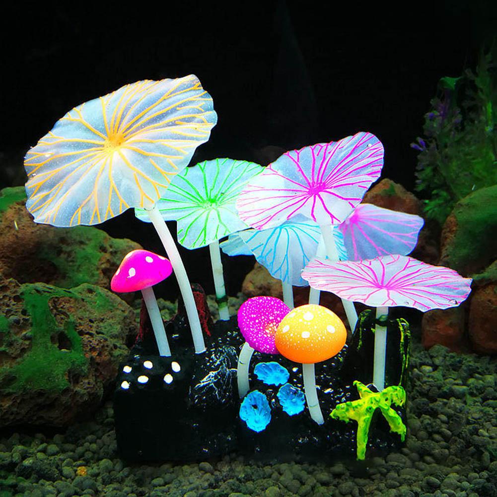 Siliconen imitatieplant fluorescerende aquariumdecoratie met zuignap