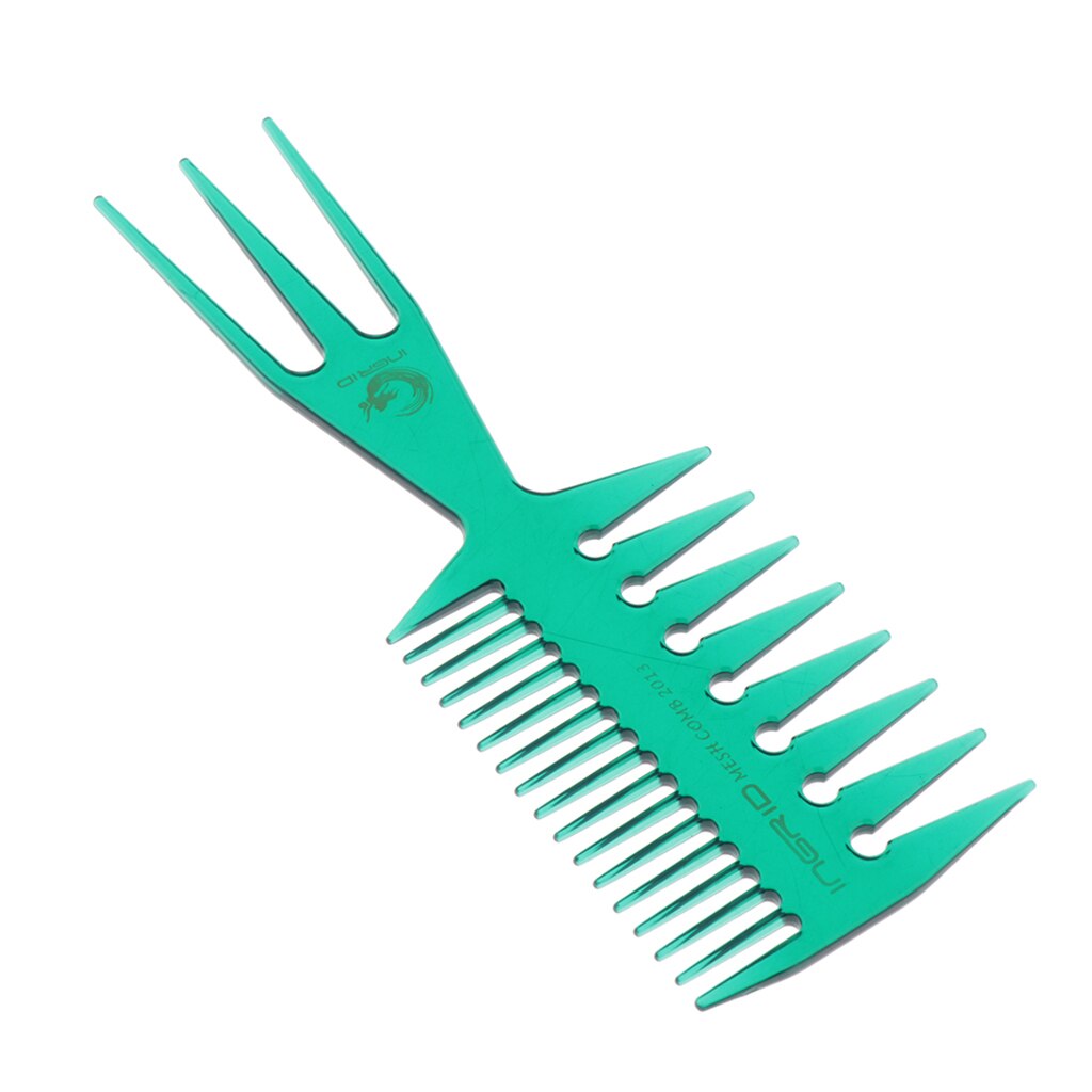 Peine para pelo graso 3 en 1 para hombres, peine para teñir, peinado de peluquería, diente ancho: Green