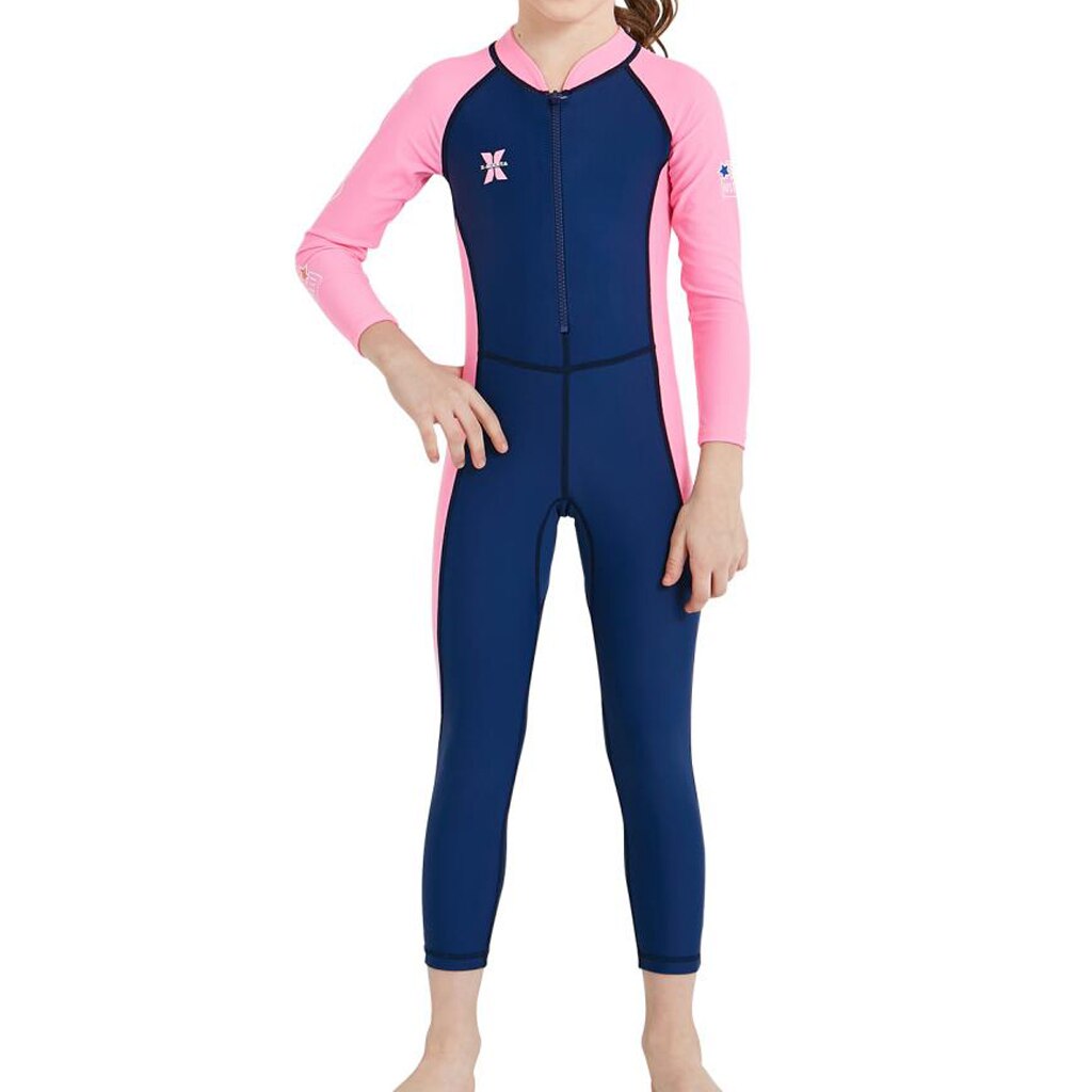 Traje de baño de manga larga para niños y niñas, traje de baño de cuerpo completo, transpirable y ligero, para surfear y bucear en la playa