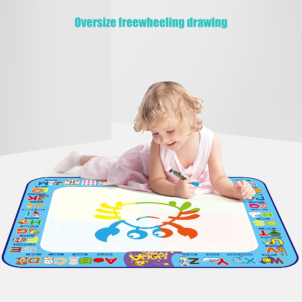 100*75cm Water Canvas Magic Graffiti Blanket Cartoon Child Education Drawing Carpet Coloring Book Doodle Mat Birthday