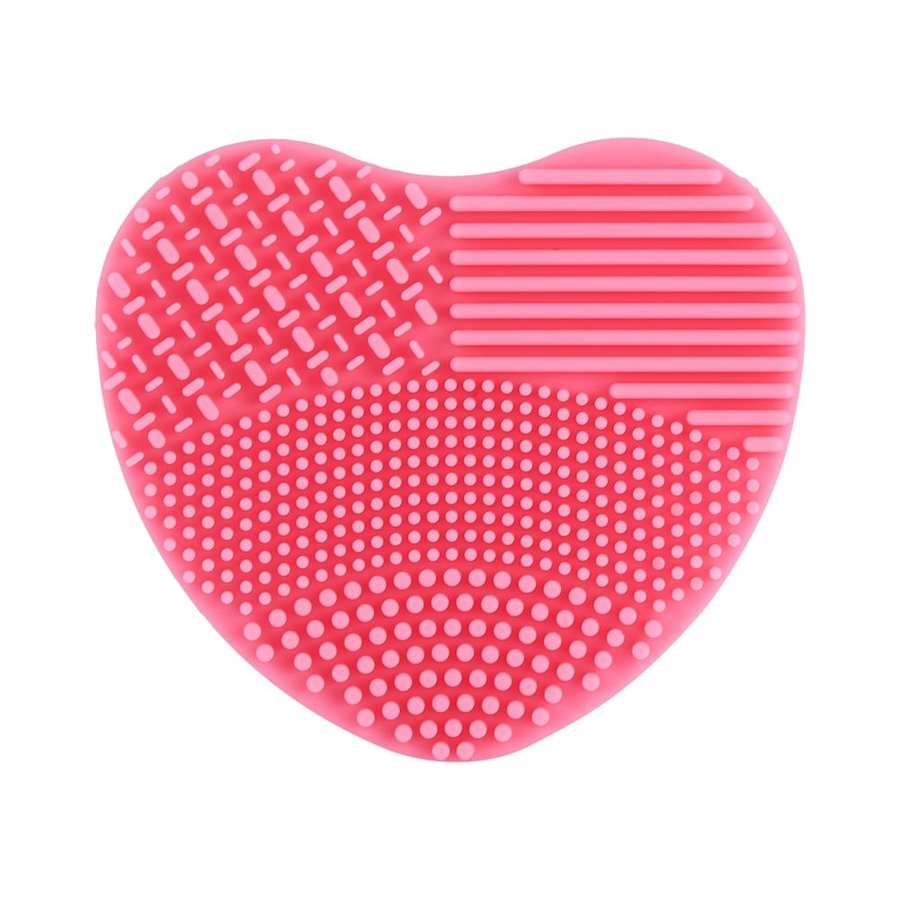 1pc siliconen make-up kwasten reinigingspads make-up waskwast gel reinigingsmat foundation make-up kwasten scrubber board tool: Roze