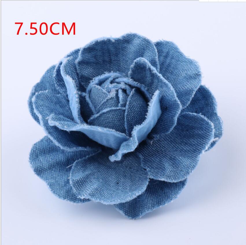 100 Uds hecho a mano accesorios para el cabello de francy Rosa flor-denim flor para el cabello de tela-jeans flores de decoración flor: Blanco
