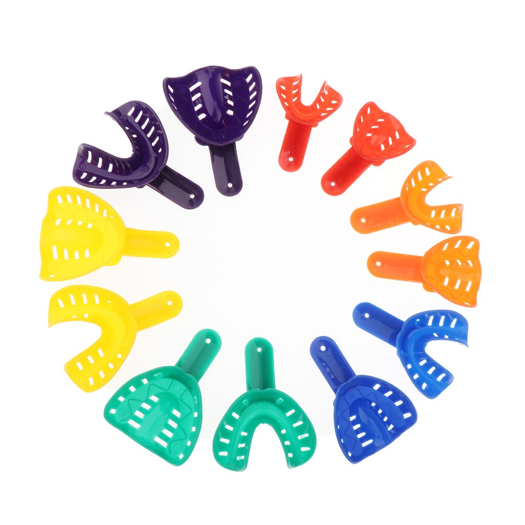 6 Pairs Upper &amp; Lower Plastic Impression Trays For Adults Children