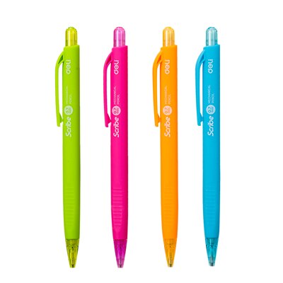Deli Mechanical Pencil 0.5mm 0.7mm 2B Black Lead 4PCS/Lot Student Writing Pen Color School Stationery EU60200 EU60300: 0.5mm-4PCS