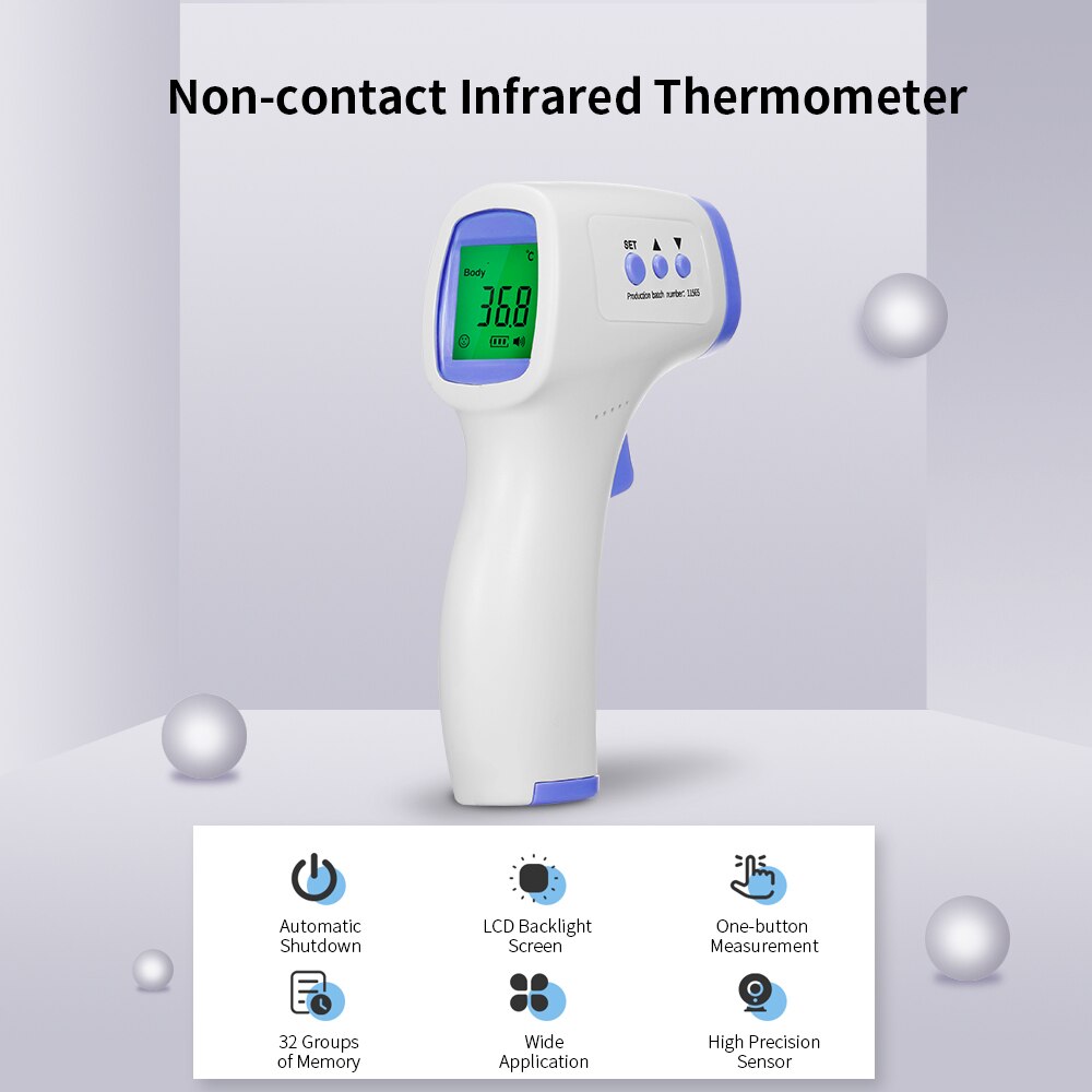 Contactloze thermometer, handzame digitale thermometer, draagbare voorhoofdthermometer, zeer nauwkeurige infrarood oorthermometer