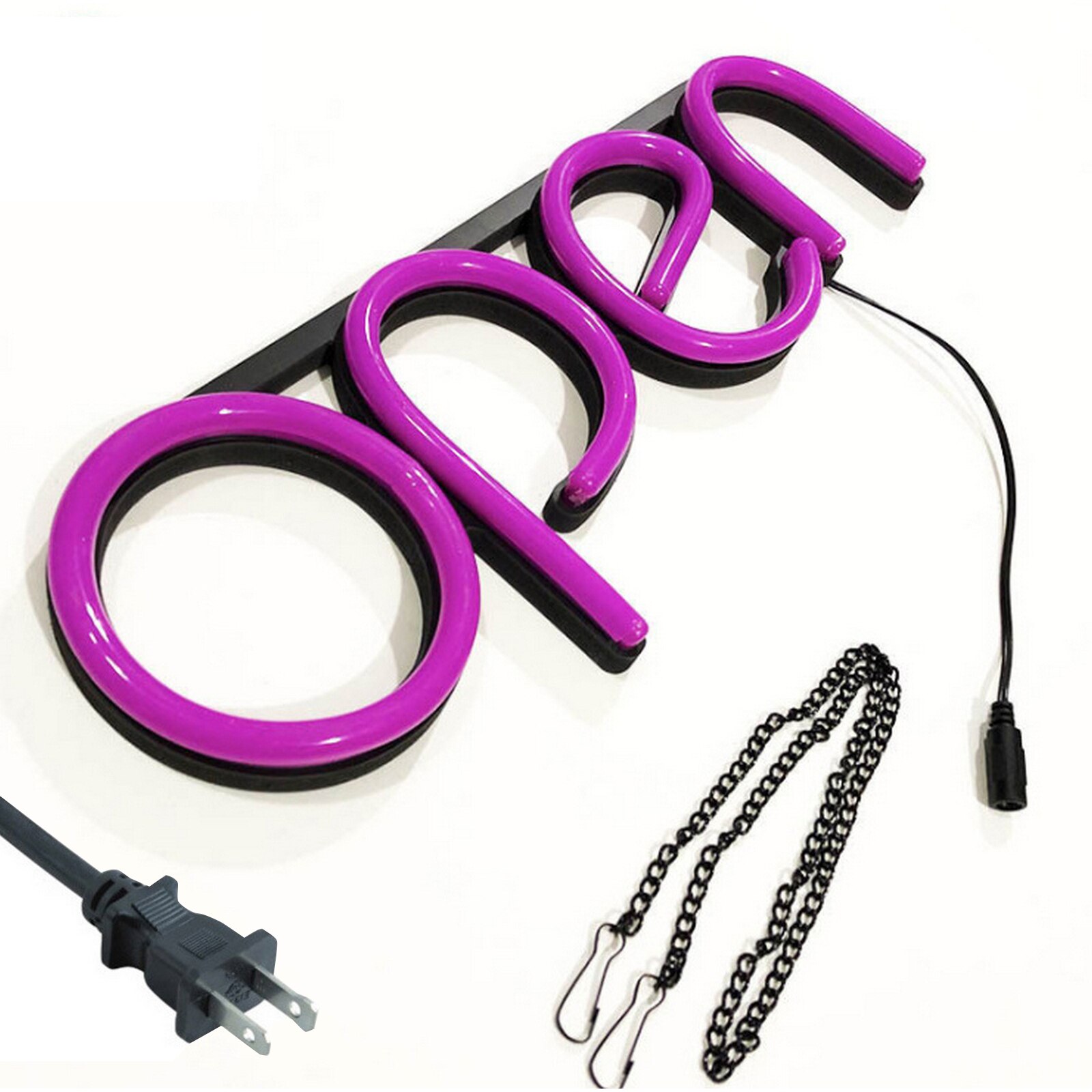 Store Window Displaying Ultra Bright Hanging Chain Restaurant Door Bar Visual Sign Lamp Artwork Decorative Neon Light Led Open: pink US Plug