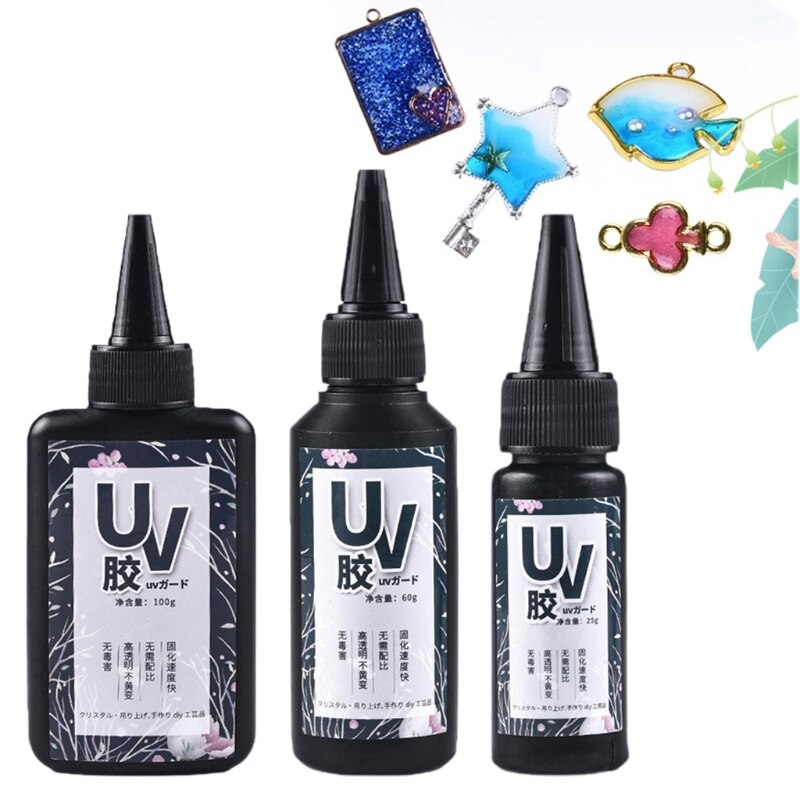 25/60/100g Curing Epoxy UV Resin Hard Glue Transparent LED Cure for DIY Jewelry Making Casting Coating