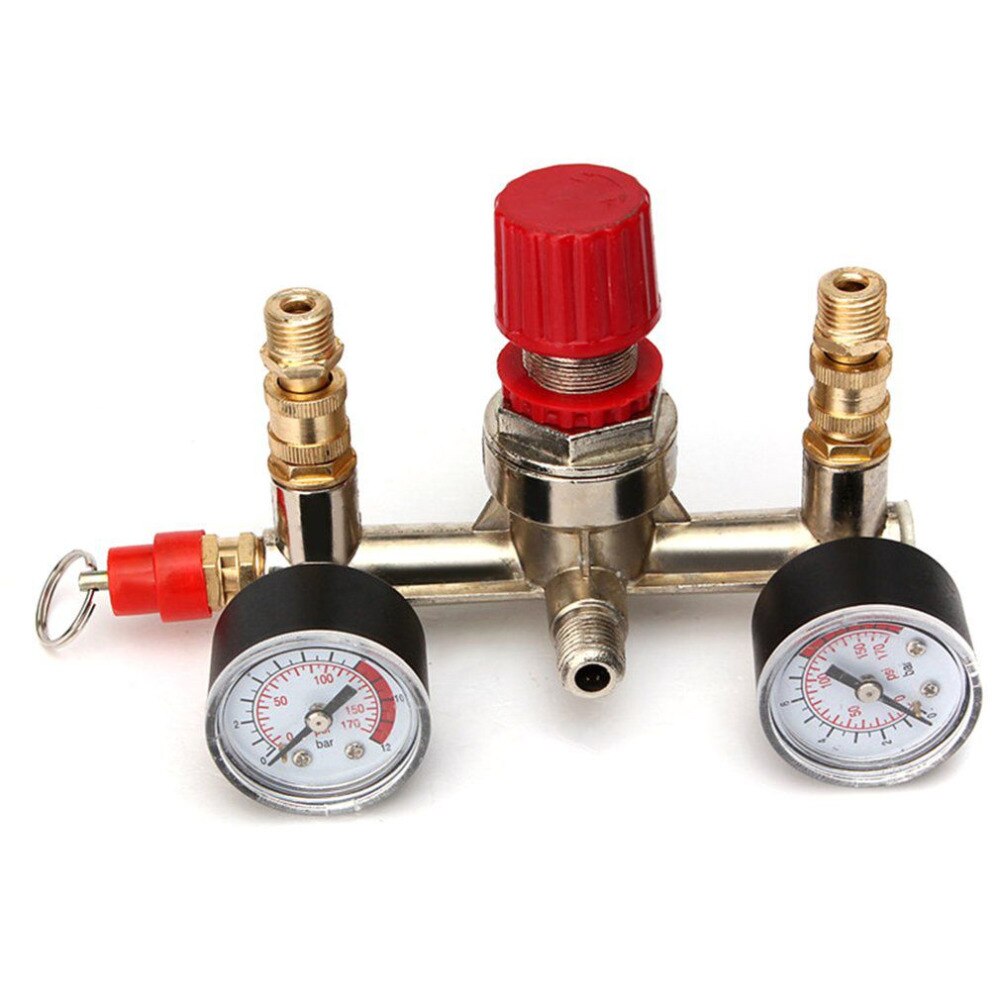 Adjustable Pressure Switch Air Compressor Switch Pressure Regulating with 2 Press Gauges Valve Control Set 230V