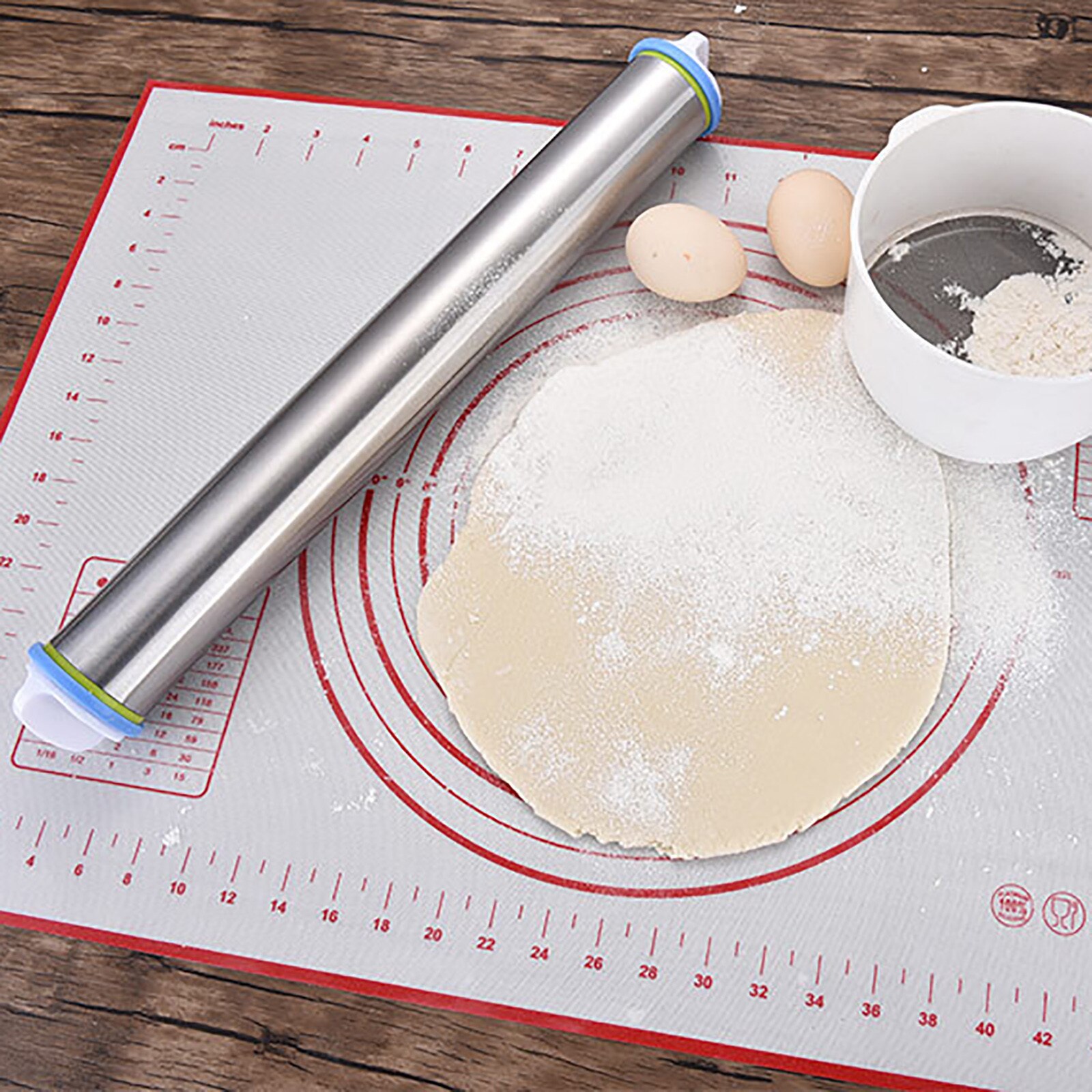 Verstelbare Rvs Lengte Verstelbare Rolling Pin Rvs Fondant 43Cm Rolling Pin Cake Roller Deeg Rolling Tool