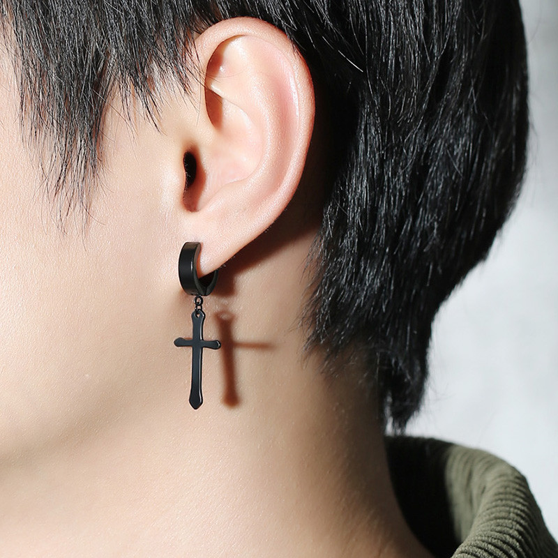 Pendientes geométricos de titanio para hombre y mujer, aretes de acero inoxidable, estilo Punk, Goth Ear Cuffs, Clip-on, joyería