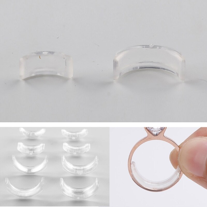 8Pcs Invisible Clear Ring Maat Richter Voor Losse Ringen Ring Richter Ring Sizer Reducer Fit Elke Ringen Adjuatable Gereedschap