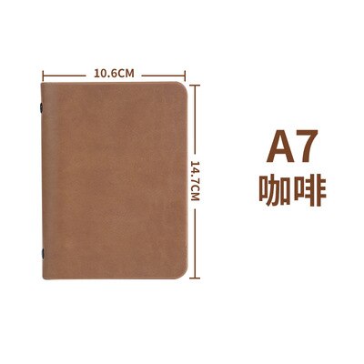 A7 Kleine Notebook Met Hard Retro Cover Leather Mini Pocket Boek Losse Notepad Briefpapier Notebooks Office Accessoires: Coffee