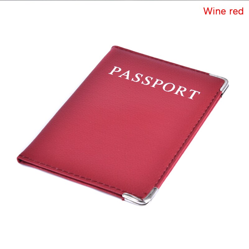 Casual PU Leather Passport Covers Travel Accessories Men Women Passport Business Holder wallet Case ID Bank Credit Card Bag: Wine Red
