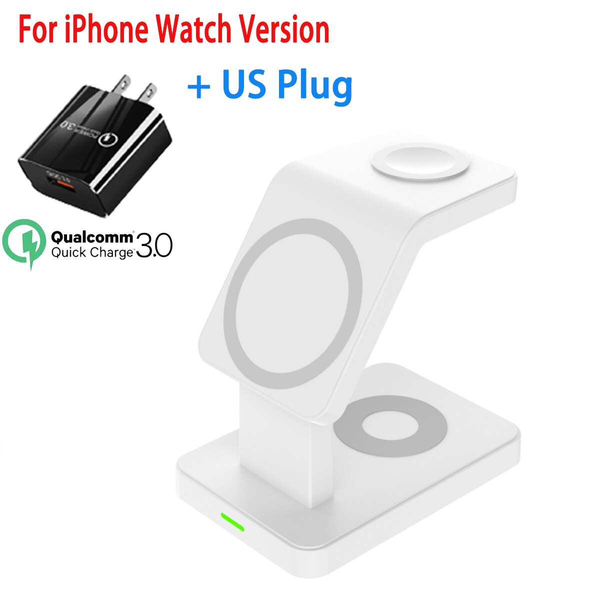 30w 3 in 1 magnetische kabellose ladestation für iphone 12, 13 mini, pro max/apple watch und airpods pro: Weiß mit us-stecker