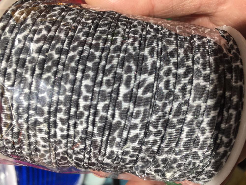 5mm 20 meter / spole flerfarvet leopardprint elastisk lycra snor syet rundt lycra snor lycra strip til diy smykker mærkning