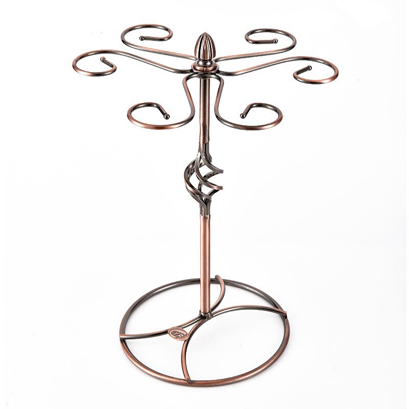 Tabletop Wine Rack Stand Hanging Drinking Glasses Stemware Storage Rack Shelf Wine Glass Cup Holder Display 6 Cups Rack: Bronze
