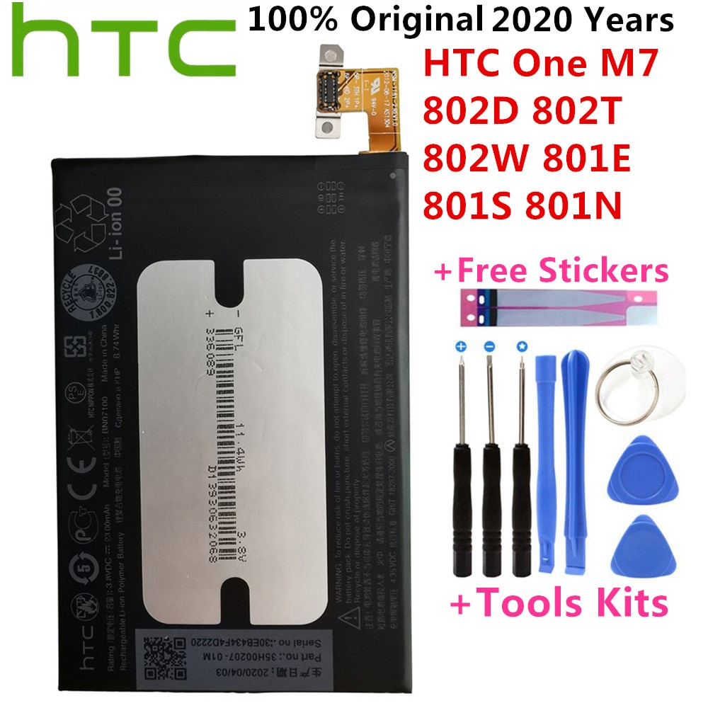 Originele HTC 2300mAh BN07100 Batterij Vervanging voor HTC Een M7 Batterij 802D 802T 802W 801E 801S 801N Batterij + Gratis Tools