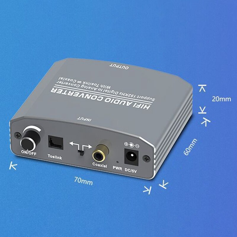 Audio digital to Analog Audio Converter 192KHz Audio Decoder HiFi Digital Optical Coaxial Converter