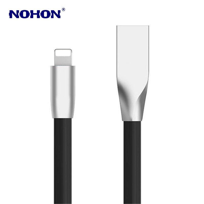 1m 2m Zinc Alloy Flat USB Data Sync Cable for iPhone 5 5S 6 6S 7 8 Plus X XS Max XR Fast Charging Mobile Phone USB Charger Cable