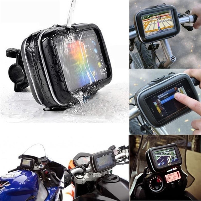5 tommers sykkel motorsykkel gps vanntett veske med brakett motorsykkel styrefeste holder veske salveske svart