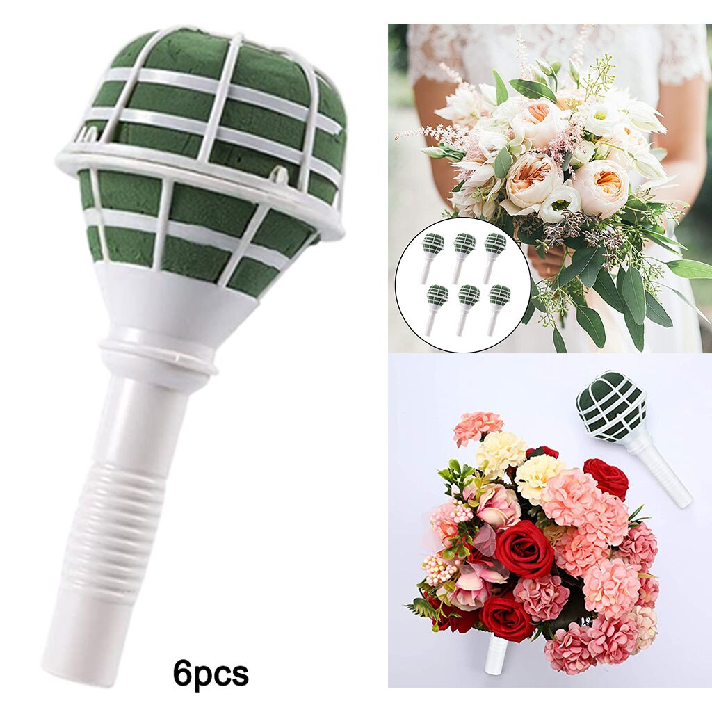 6pcs Bouquet Holder, Bridal Handle Floral Handle for Flower Arrangement, Wedding