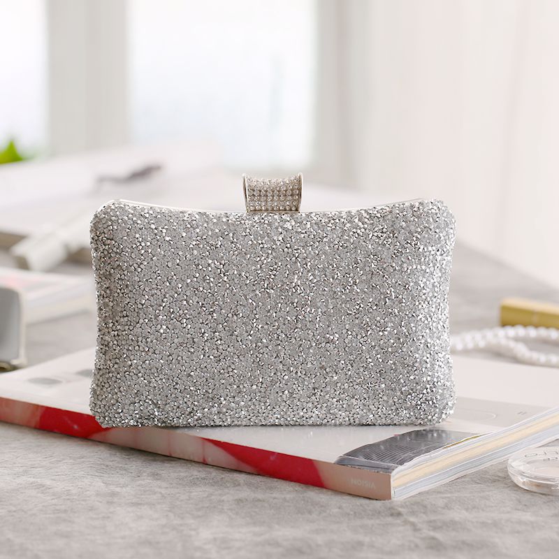 Luxe Strass Avond Clutch Vrouwen Zilver Goud Mode Wedding Party Night Tas Bling Crossbody Tassen Doos Strass: silver