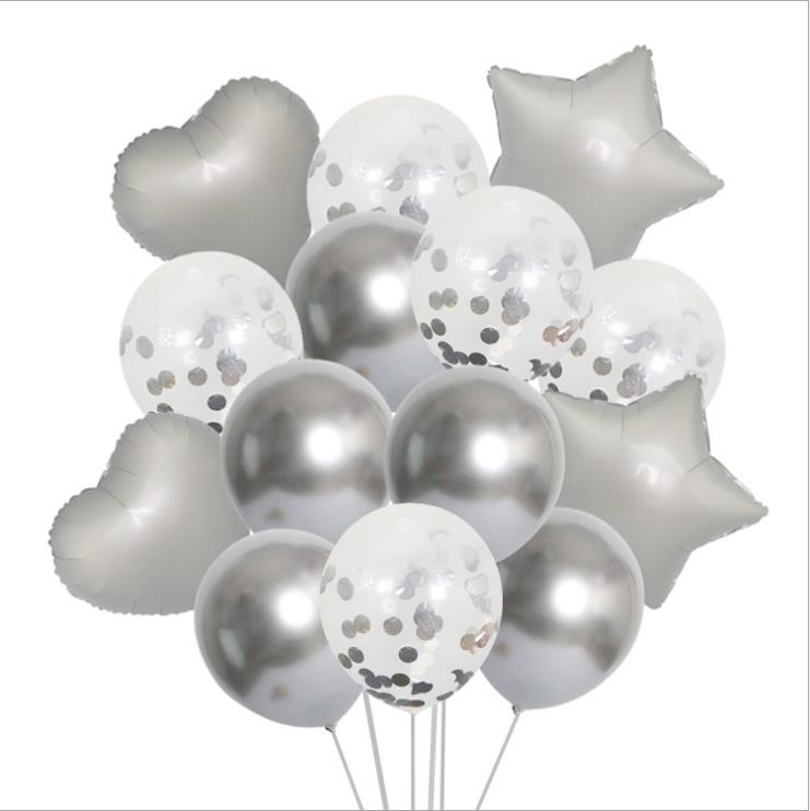 14 stk / parti 18 tommer metal & pailletter ballon hjerte stjerne mat helium ballon bryllupsfest dekorationsforsyninger fødselsdag balloner brusebad: 5