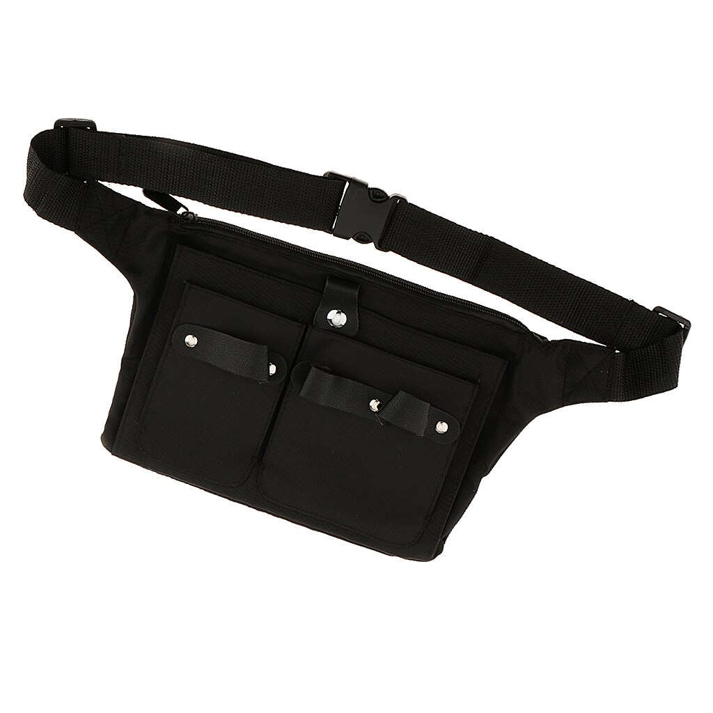 Pro lærred salon stylist frisør værktøjer talje bælte taske saks saks kam børster arrangør flere lommeholder sort