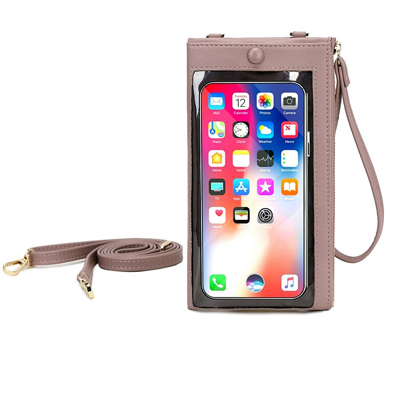 Touchscreen Mobiele Telefoon Vrouwelijke Tas Grote Capaciteit Pure Kleur Messenger Vrouwen Portemonnee Multifunctionele Enkele Schouder Portemonnee: Purple