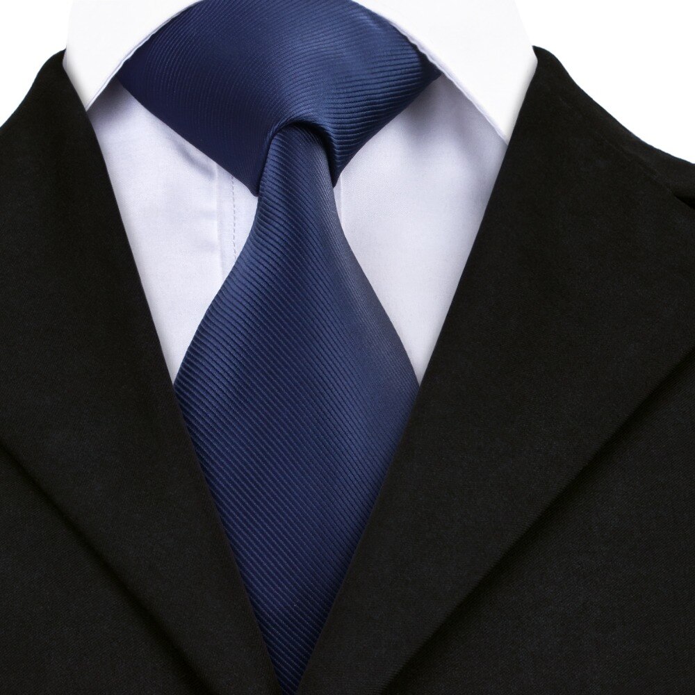 midnightblue sólido corbata pañuelo gemelos corbata de seda corbatas para hombres Formal de negocios boda C-770