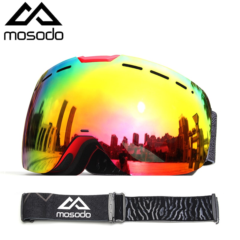 Mosodo magnetiske skibriller magnet snescooter anti-dug skibriller sne store sfæriske vinterskibriller lysende len