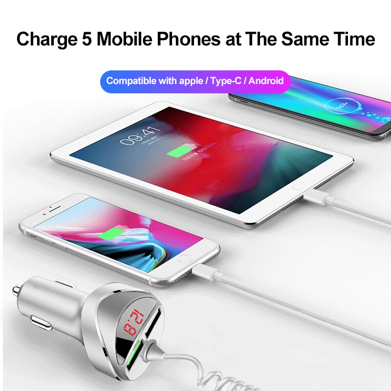 QC 3.0 Quick Car Charger With 3 in 1 USB Cable For iphone 11 7 Samsung Xiaomi Huawei Micro USB Type C Fast Phone Charge Charger