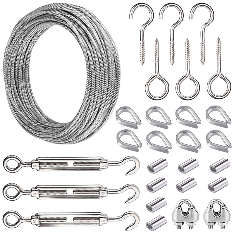 15M ogród drut robić rośliny pnące, płot z drutu kolczastego zaczepy robić liny z drutu stalowego śruba rzymska napinacz drutu dla łańcuchy świetlne zestaw robić zawieszenia