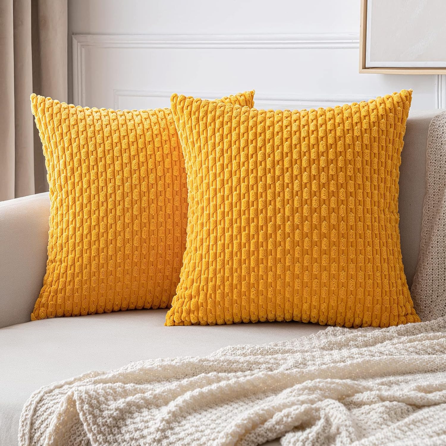 Housse de coussin rayée taies d'oreiller en velours côtelé vert oreillers décoratifs pour canapé 18x18 pouces jeter oreiller ferme décor à la maison 1 pièces: Violet / 40x40cm