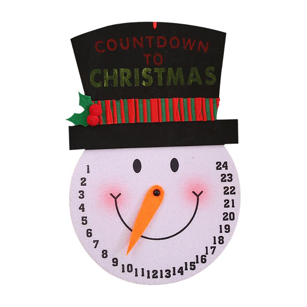 Non-Woven Santa Claus/Snowman Christmas Advent Countdown Clock Wall Calendar Home Decoration: Black