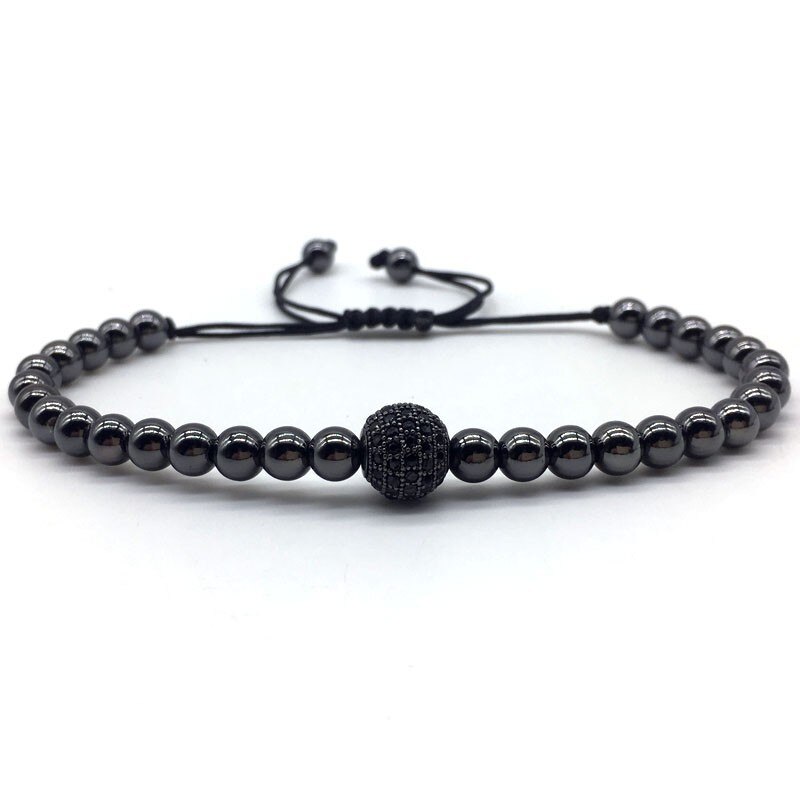 Klassieke Ronde Charm Armband Mannen Trendy 4Mm Handgemaakte Gevlochten Macrame Kralen Armband Voor Mannen Sieraden: 4