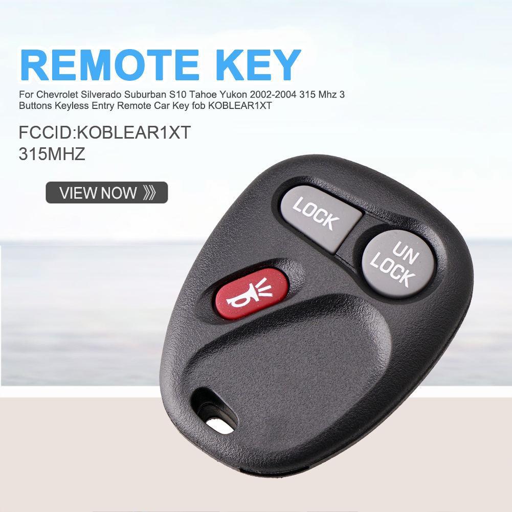 For Chevrolet Silverado Suburban S10 Tahoe Yukon 2002-2004 Car Remote Key 315 Mhz 3 Buttons Keyless Entry Key Fob KOBLEAR1XT