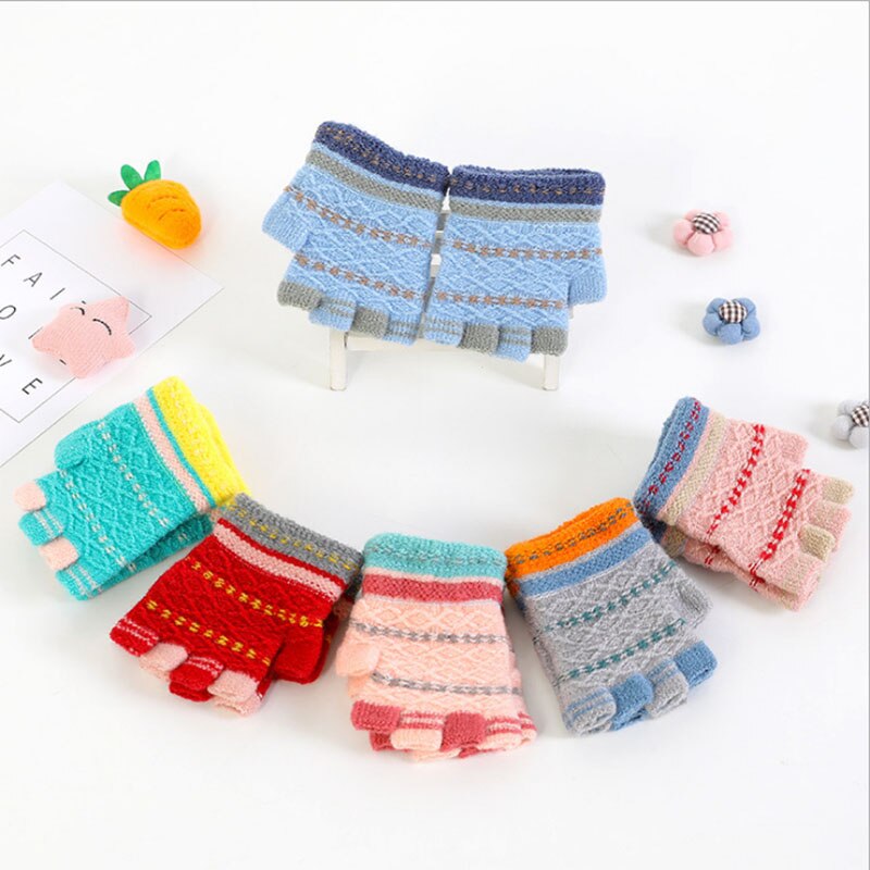 Guantes de manopla de mitad de dedo de invierno para bebés niñas 1-4 años para niños