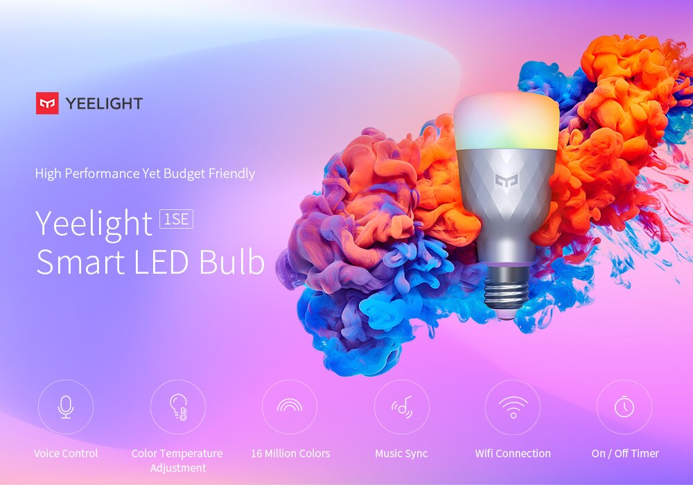 Yeelight 1SE E27 6W RGBW AC 100 - 240V Smart LED Bulb Remote Control Smart LED Light Colorful Temperature Voice Control
