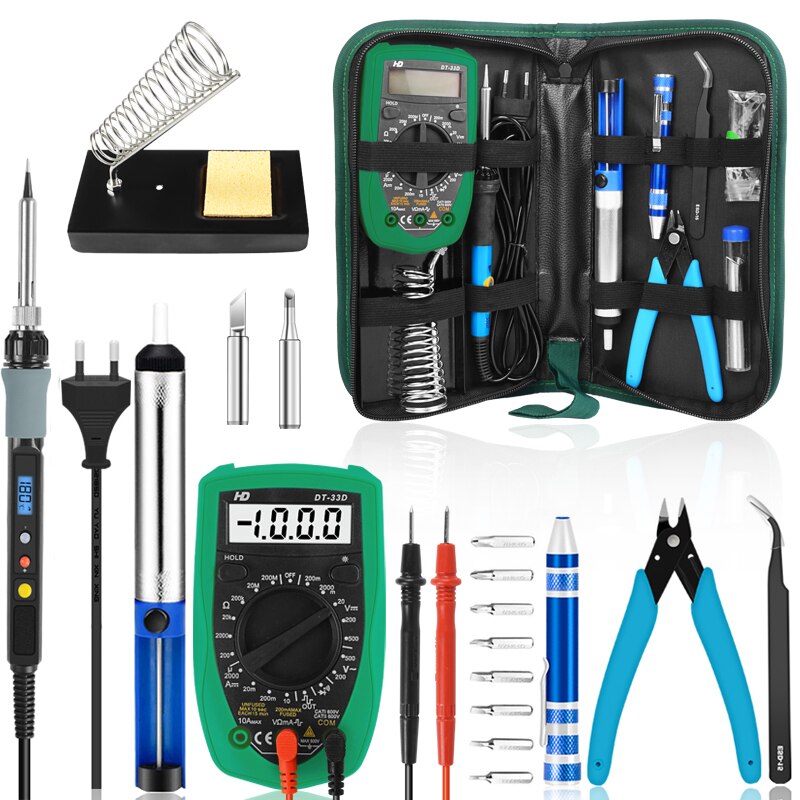 60w 80w 110v/220v elektrisk lödkolvsats med digital multimeter justerbar temperatur lödkolv med avlödning: 110v / 80w typ